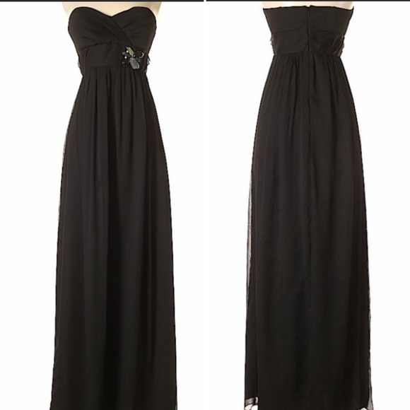 NWT BCBGeneration Strapless Long Cocktail Prom Dress Chiffon Black Sz 8 - Picture 1 of 13